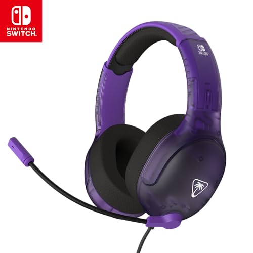 Turtle Beach Airlite Fit Ghost Purple Wired Gaming Headset with Flip-to-Mute Mic, Over-Ear Premium Comfort and 40mm Speakers. Officially Licensed for Nintendo Switch