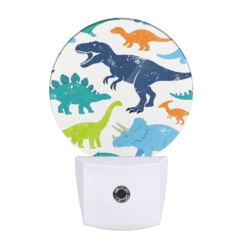 Image of EKOBLA Colorful Dinosaurs Night Light, Tyrannosaurus Rex Cute Dino Night Lights Plug into Wall with Dusk to Dawn Sensor, 0.5W Energy Saving Nightlight for Kids Teen Boys