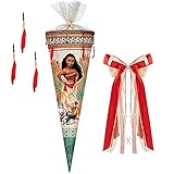 mit toller 3-D _ Effekt _ Feder & Perlenborte ! __ stabile & hochwertige - Schultüte - 70 cm lang ___ runde Form - mit edlen GLANZ - Organza Abschluß ___ Motiv: 