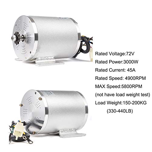 BLDC 72V 3000W Brushless Motor Kit with 24 Mosfet 50A Controller and Throttle for Electric Scooter E Bike Engine Motorcycle DIY Part Conversion Kit (6 Part in 1 and Motor with Foot)