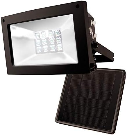 Maxsa 40330 80LM 12 LED Solar-Powered Dusk to Dawn Outdoor Flood Light, 10 Hour Weatherproof and Dark Sky Compatible Cool White Security Light, Black