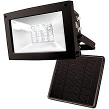 Maxsa 40330 80LM 12 LED Solar-Powered Dusk to Dawn Outdoor Flood Light, 10 Hour Weatherproof and Dark Sky Compatible Cool White Security Light, Black