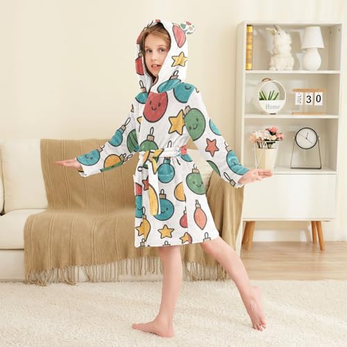 GuoChe Little Girl Bathrobe Christmas Ornaments Pattern Hooded Robes3