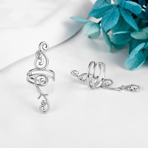 Celtic Knot/Celtic Knot/Bat/Filigree Viking Earrings 925 Sterling Silver Non Piercing Ear Cuff Earrings Cool Earring Cuff for Women Men3