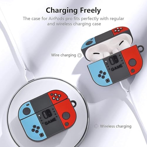 Image of Dezet Cute Soft Silicone Pouh Case for Airpods Pro GEN-2 (2022) � 3D Cartoon Animal Character Cover with Keychain Ring, Shockproof & Dustproof Protective Case for Kids & Girls (Nintendo)