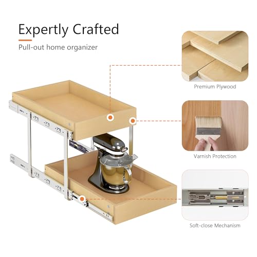 WelFurGeer 2-Tier Pull Out Cabinet Organizer with Soft Close Slides, Pull Out Drawers for Cabinets, Heavy-Duty Slide Out Drawers for Kitchen Cabinets, Under Sink, Pantry & Bathroom by WelFurGeer - Image 4