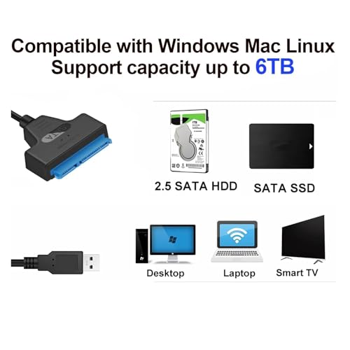 Cable adaptador SATA a USB 3.0 para disco duro 2.5 pulg. miniatura 4