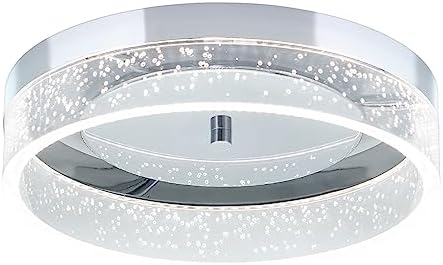VAXCEL Vaughn 12-in W Integrated LED Chrome Flush Mount Ceiling Light Fixture Clear Bubble Acrylic Shade