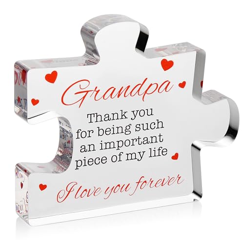 Gifts for Grandpa - Engraved Acrylic Block Puzzle Gift 3.35 x 2.76 inch - Novelty Birthday, Christmas, Valentine's Gifts