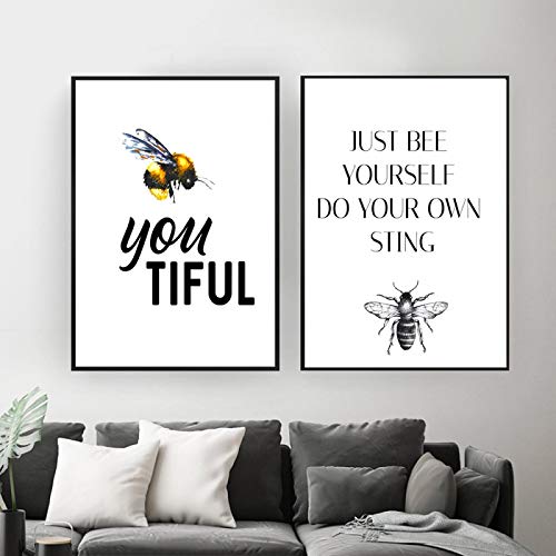 Art mural citation inspirante de style moderne et affiches d'abeille 50x70cm pour salon