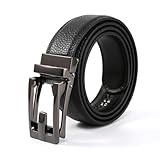 [AHHEEK] ベルト メンズ 紳士ベルト オートロック バックル 無段階調節 本革 ベルト 穴なし ビジネス 紳士 スーツ用 作業用 カジュアル (Black, 全長120cm/ウエスト75cm~105cmに最適) (Black, 全長120cm/ウエスト75cm~105cmに最適)