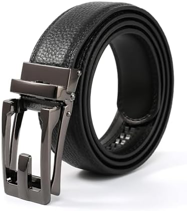 （04:30時点） [AHHEEK] ベルト メンズ 紳士ベルト オートロック バックル 無段階調節 本革 ベルト 穴なし ビジネス 紳士 スーツ用 作業用 カジュアル(Black, 全長118cm/ウエスト75cm~103cmに最適) (Black, 全長120cm/ウエスト75cm~105cmに最適)