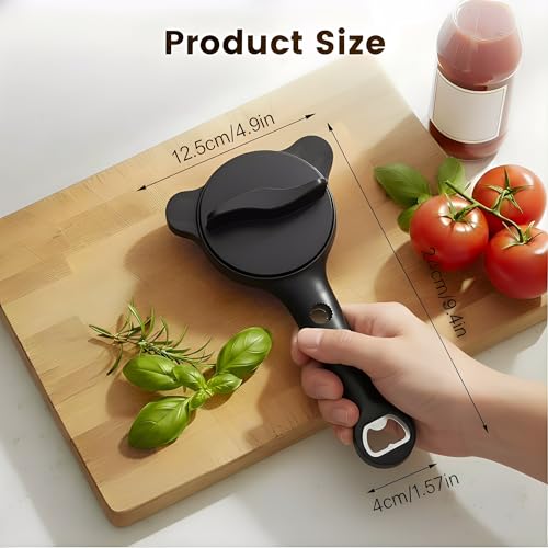 4-in-1 Adjustable Jar Opener – Stainless Steel Lid & Bottle Opener, Heavy Duty Easy Grip for Weak Hands, Fits 1–4 Inch Caps, Kitchen Tool for Seniors & Arthritis (Black) - image 2