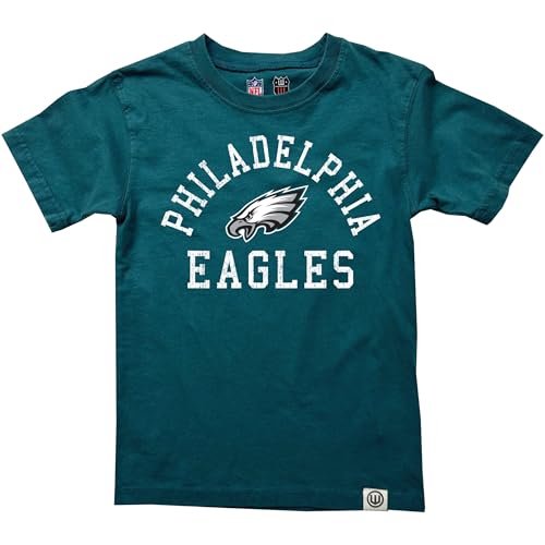 Wes and Willy NFL Kids Short Sleeve Organic Cotton Tee Shirt, Philadelphia Eagles, Eagles Green, 4T