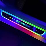Custom Car Logo or Text LED Door Sill Lights, Automatic Sensing 7 Colors/12 Changing Modes, Wireless Design Led Atmosphere Car Welcome Lights, Suitable for All Cars