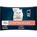 GOURMET | PERLE | Les Filettines en Sauce | Aliment Complet pour Chat Adulte| Bœuf, Poule...