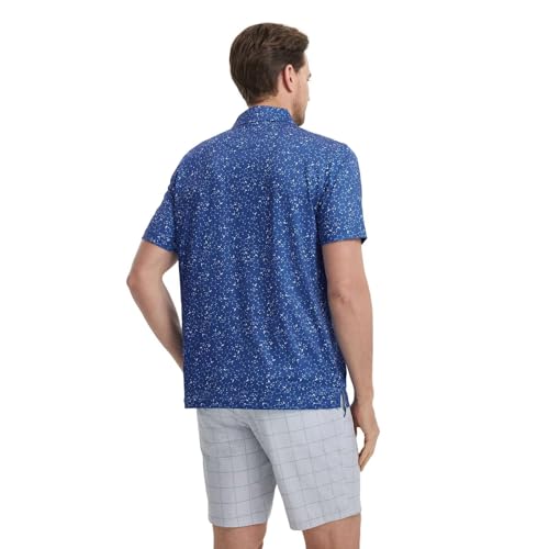 Image of M MAELREG Mens Golf Shirt Short Sleeve Dry Fit Print Moisture Wicking Performance Patterns Collared Polo Shirt