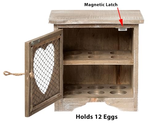 Porte-œufs rustique – Maison de rangement pour comptoir de cuisine – Finition en bois gris avec motif de ferme – Organiseur pouvant contenir 12 œufs – vue 4