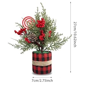 Small christmas tree centerpieces tabletop decorations 105 red berry pinecone frosted artificial pine tree in a box for winter rustic farmhouse holiday xmas dining table flower arrangements cedar  urban country home decor