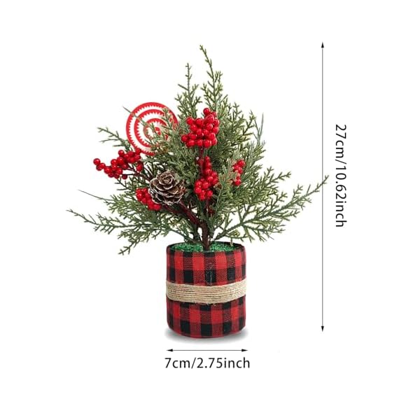 Small christmas tree centerpieces tabletop decorations 105 red berry pinecone frosted artificial pine tree in a box for winter rustic farmhouse holiday xmas dining table flower arrangements cedar  urban country home decor