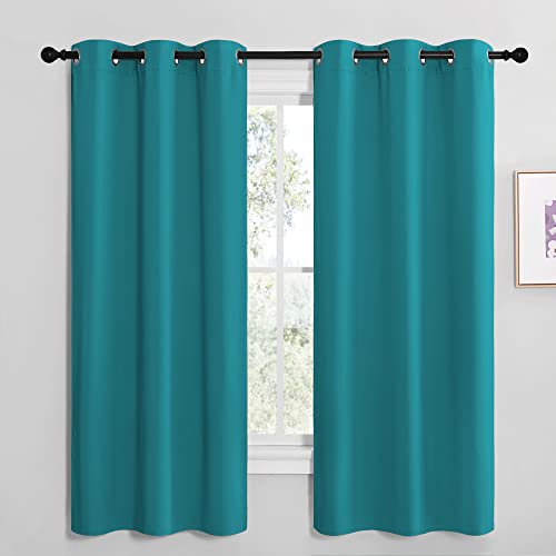 Image of NICETOWN Room Darkening Curtains 68 inch Length 2 Panels, Thermal Insulated Grommet Blackout Curtains for Modern Casual Elegant Bedroom Kids Room Theme Decoration (Peacock Teal, 2 Pieces, W42)