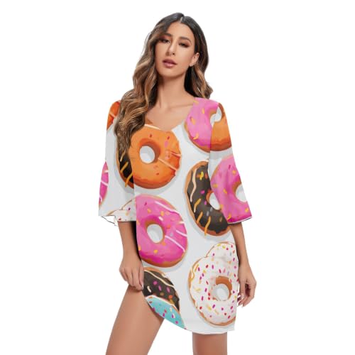 Robe courte colorée donuts imprimés : la solution mode contre le style monotone