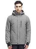 FREE SOLDIER Men's Waterproof Ski Snow Jacket Fleece Lined Warm Winter Rain Jacket with Hood Fully T