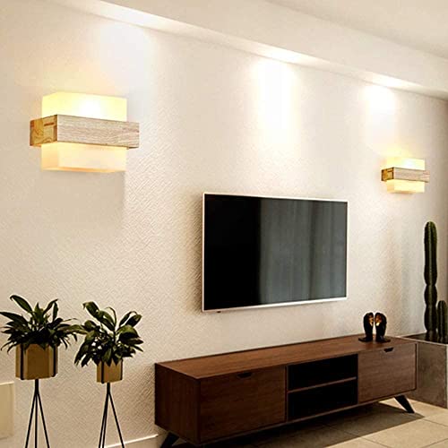 Aplique de pared minimalista WQHPLMD en madera y acrílico para iluminar tu dormitorio 2