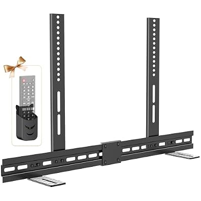 Heavy-Duty Soundbar TV Mounts For Samsung/LG/Sony/Vizio Soundbar Mount Under Or Above TVs | Height Adjustable Sound Bar TV Mounting Bracket Up To 15Lbs With Remote Holder No Drilling Install