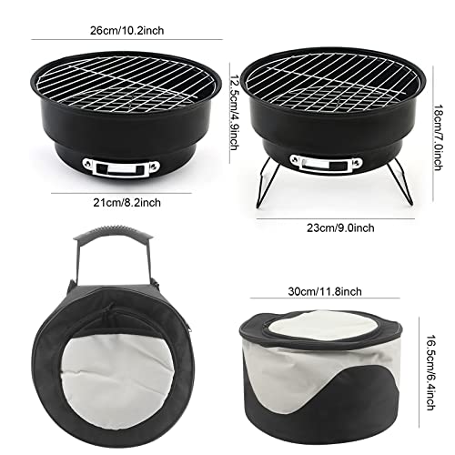 Seahelms Klappgrill Klein Grill Camping Grill 26×26×18cm Tragbarer Campinggrill BBQ Grills mit Isolierter Tasche for Picknick Outdoor Garten Party