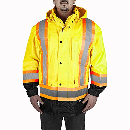 Dickies Workwear High-Visibility 150-Deniers Rain Suit, L Yellow3