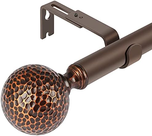 DAINTIER 1 inch Single Window Curtain Rod with Antique Round Finial,72-144 inch,Bronze