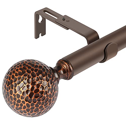 Daintier 1 Inch Single Window Curtain Rod With Antique Round Finial,72-144 Inch,Bronze #TOP3
