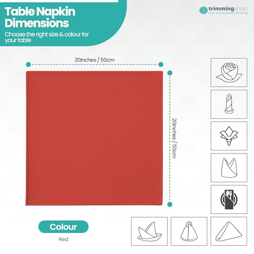 Servilletas de mesa rojas de 20 pulgadas para bodas y banquetes elegantes en hoteles 3