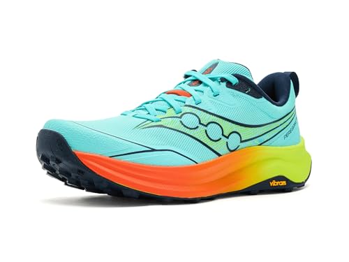 Saucony Men's Peregrine 16 Sneaker, Splash/Citron, 11