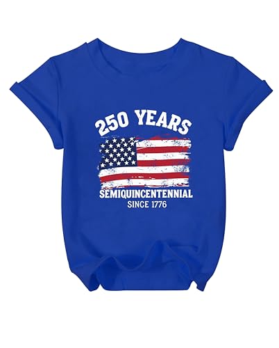 Ladicme Kids 250 Anniversary USA Shirts 250 Year American Flag Tshirt