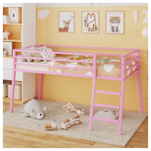 Pink Teen Metal Loft Bed