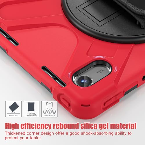 Image of ProElite Cover for Motorola Pad 60 Neo 11 inch 2025 Cover Case, Rugged 3 Layer Armor case Cover for Motorola Pad 60 Neo 11 inch with Hand Grip & Rotating Kickstand with Shoulder Strap, Red