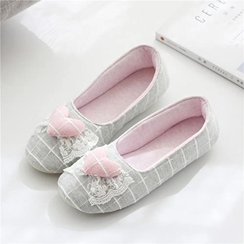 WmHeoo2077 Sweet Pantoufle,Pantoufles Unisexes,Sac avec Chaussures de Confinement Femme Enceinte, Chaussons de ménage en Coton-Gris_33-34 Cover
