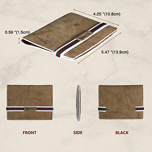 Banuce Leather Passport Holder With Elastic Strap Unisex Travel Wallet For Women Or Men Passport Cover With Card Holder Brown #TOP1