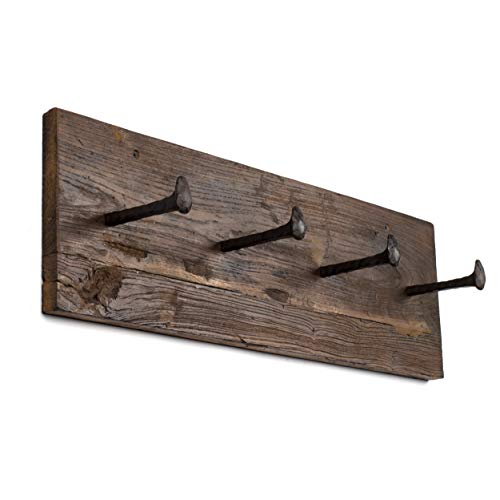 Rustic State Kabat Wall Mount Wood Industrial Coat Clothes Hanger Holder Rack With 4 Cast Iron Hooks For Farmhouse Laundry Room Mudroom Entryway Organizer Walnut 24 Inches Long #TOP6