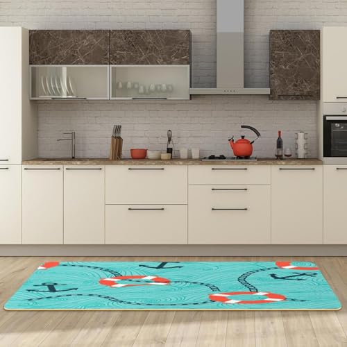 Alfombrillas de cocina de estilo náutico VAPOKF, alfombra absorbente y antideslizante 3