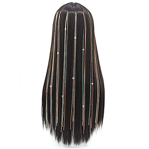 Shinon Crystal Tassel Hair Accessories Hair Clips Chains With Clips Hair Extension Chain Colorful Shiny Rhinestones Long Chain Hairpiece Hair Accessories Hair Hairpin For Woman Kids Girl #TOP1