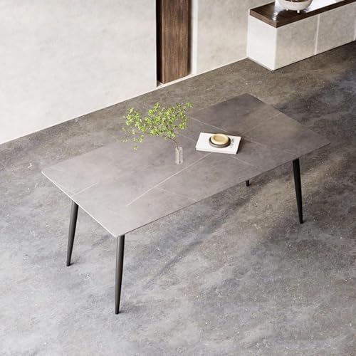 Murongun ダイニングテーブル 4人用 長方形 大理石風【テーブル 幅140cm 単品】耐熱・傷・汚れに強い 簡単清掃 組立簡単 グレーのストライプ テーブルの脚のみ