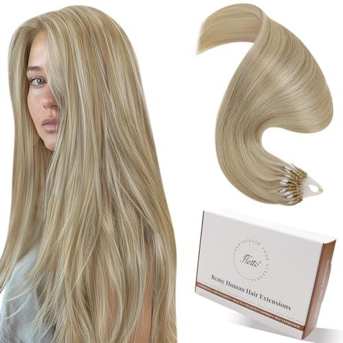 Hetto Micro Hair Extensions Real Human Hair Balayage Blonde Elegant
