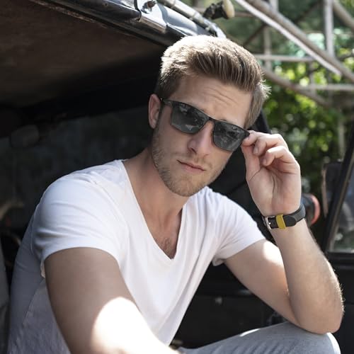 Metal Frame Sunglasses for Men Polarized UV400 with Case,Spring Flexible Hinge For Driving Fishing Hiking Golf3