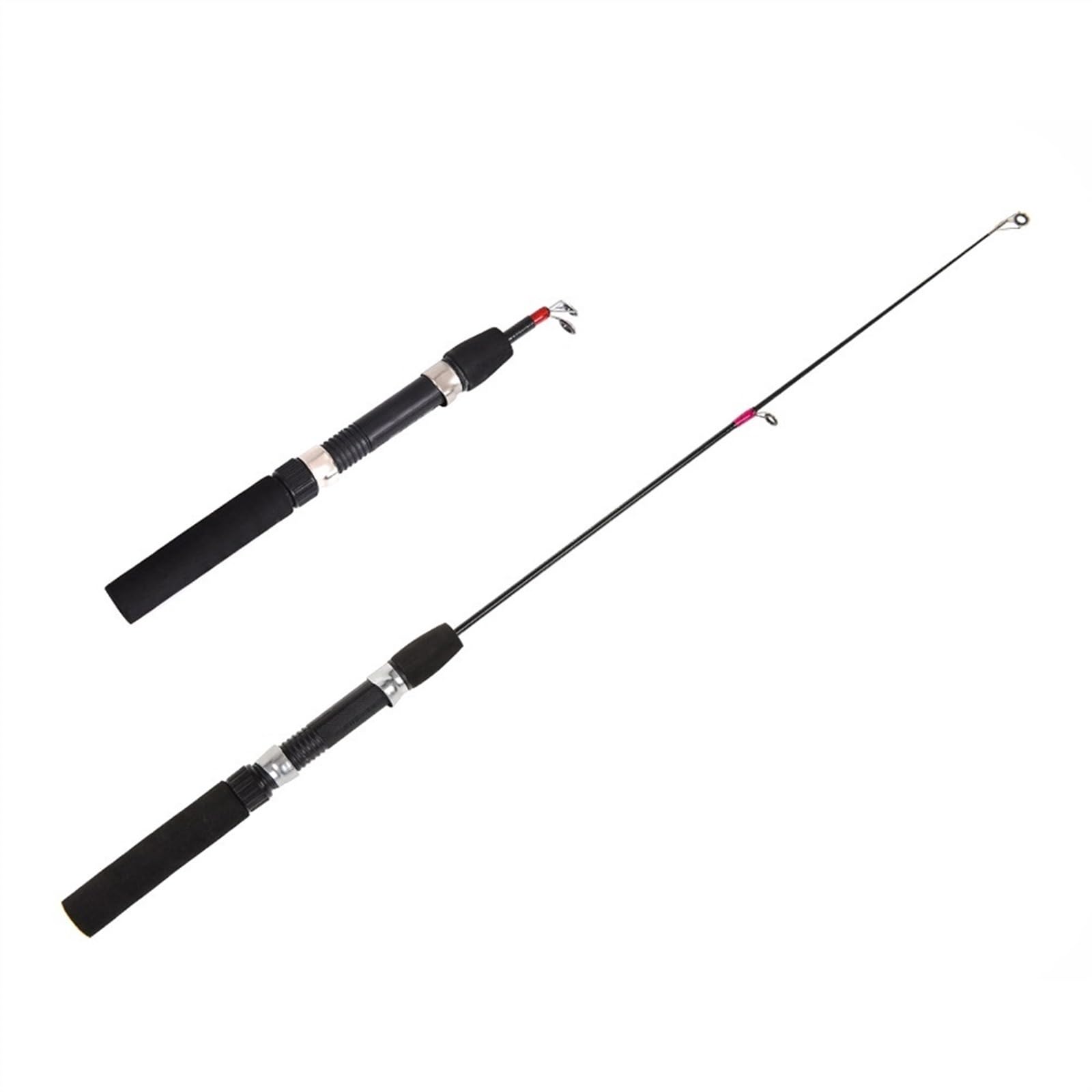 Tragbare Angelrute Winter Garnelen EIS Angelrute Tragbare Winter Angelrute Carbon Fluss Garnelen Karpfen Angelrute Rod Tackle Angelzubehör (Color : Black Eva)