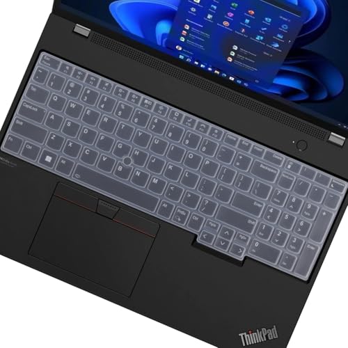 Image of OJOS Keyboard Cover for Lenovo Thinkpad E15 Gen 4 3 2 1, L15 Gen 3 2 1, T15 Gen 2, P15S P52 P52S P72 P53 P73 P15v Gen 3 2 1, Thinkpad T590 E580 E590 E595 T570 T580 Keyboard Skin Protector - Clear