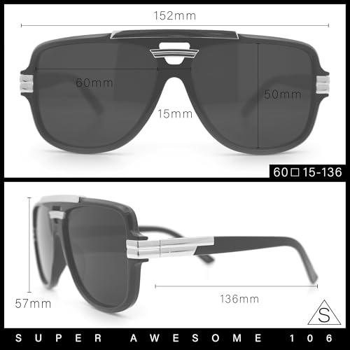 SA106 Classic 80s Rapper Mid Temple Flat Top Bridge Thick Plastic Racer Sunglasses3