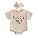 Aiwpstoin Baby Girl Clothes Daddys Girl Outfit Cute Letter Embroidered Waffle Bubble Romper Onesie Tee Shirt (Apricot, 3-6 Months)